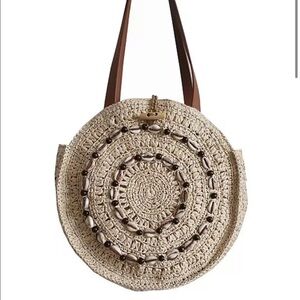 INC International Concepts Tan Melania Shell Circle Tote Purse NWT